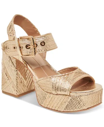 Dolce Vita Women's Bobby Deco Platform Sandals In Gold Metallic Woven