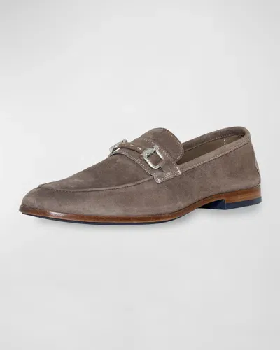 Donald J Pliner Men's Suede Metal Bit Loafers In Taupe