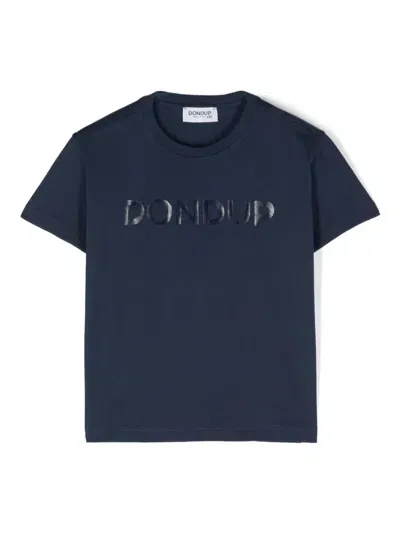 Dondup Kids' Logo-print Cotton T-shirt In Blue