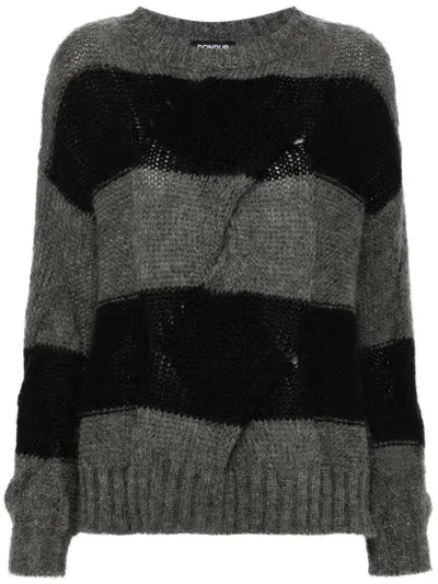 Dondup Striped Sweater In Grey