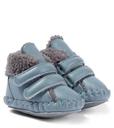 Donsje Baby Bicker Leather Booties In Gray