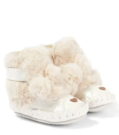 Donsje Baby Kapi Teddy Booties In White