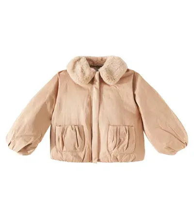 Donsje Kids' Bloci Cotton-blend Puffer Jacket In Braun