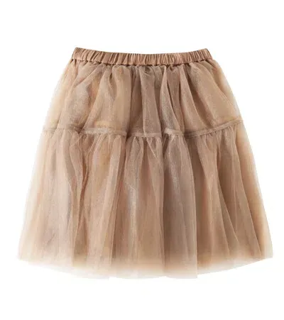 Donsje Kids' Mallou Tulle Skirt In Beige