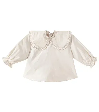 Donsje Kids' Mellys Ruffled Cotton-blend Blouse In White