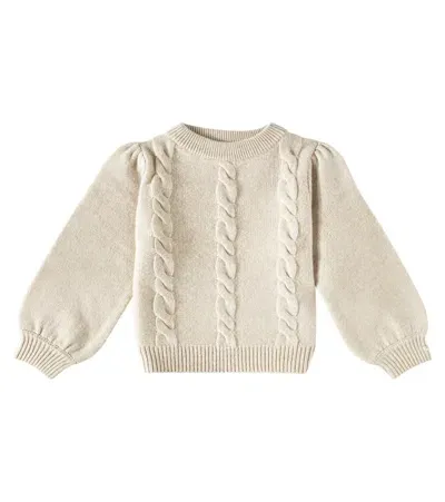 Donsje Kids' Niena Cable-knit Wool Sweater In Beige