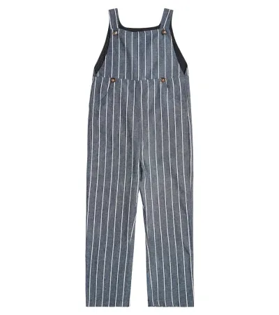 Donsje Kids' Tilsen Cotton And Linen Overalls In Night Blue Melange