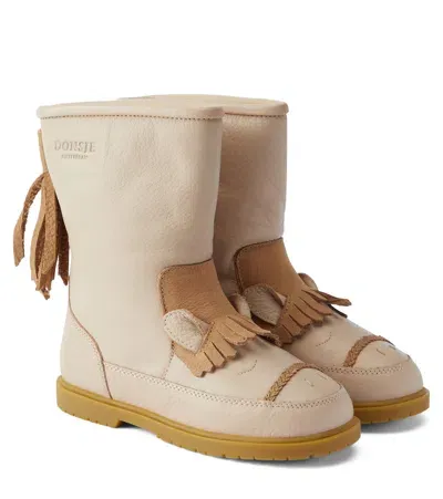 Donsje Kids' Wadudu Leather Boots In White