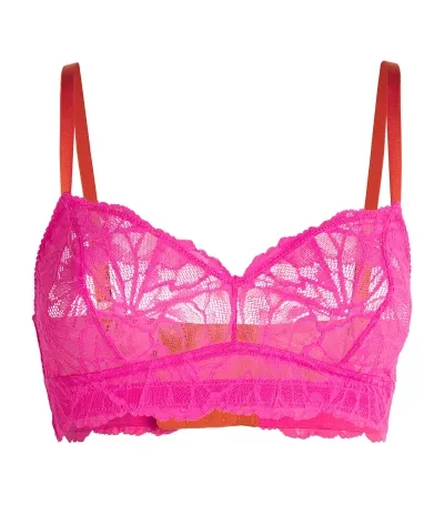 Dora Larsen Lace Flora Bralette In Pink