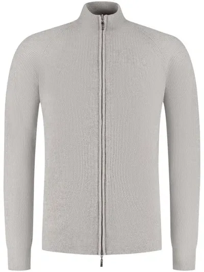 Doriani Cashmere Ribbed Cardigan In Gray