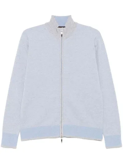 Doriani Cashmere Zip-up Cardigan In Blau