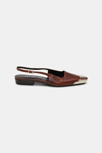 Dorothee Schumacher Calfskin Slingbacks With Western Toe Cap In Brown