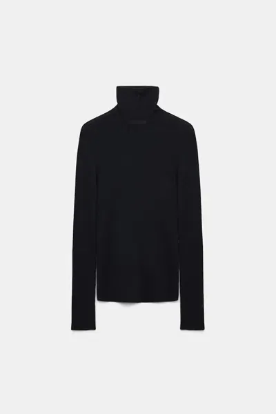 Dorothee Schumacher Fine Rib Merino Wool Turtleneck Pullover In Black