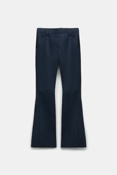 Dorothee Schumacher Flared Cotton Pants With Painted Edges In Blue