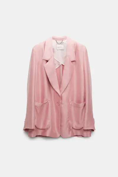 Dorothee Schumacher Slouchy Satin Blazer In Light Pink