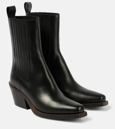 Dorothee Schumacher Western Touch Leather Chelsea Boots In Black