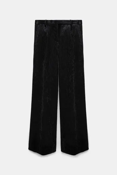 Dorothee Schumacher Wide Leg Pleated Corduroy Trousers In Black