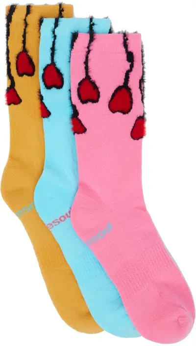 Doublesoul Three-pack Multicolor Gaetano Pesce Socks In Pink/yellow/blue