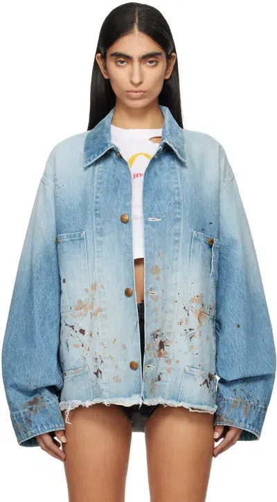 Doublet Blue Cutoff Coverall Denim Jacket In Indigo