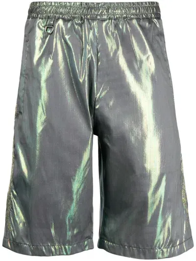 Doublet Hologram Lamé Bermuda Shorts In Grey