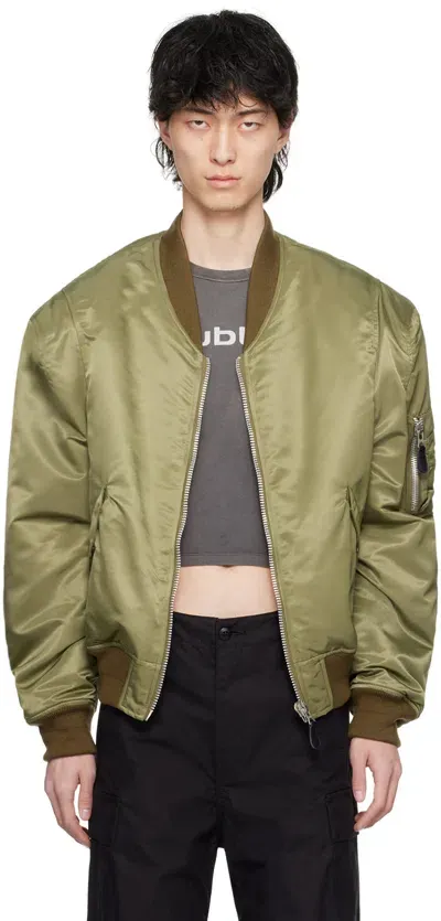 Doublet Shoulder Nylon Bomber Jacket In Khaki