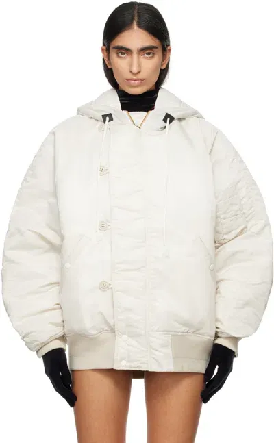 Doublet Off-white Petal Mouth Hood Bomber Jacket In Ivory