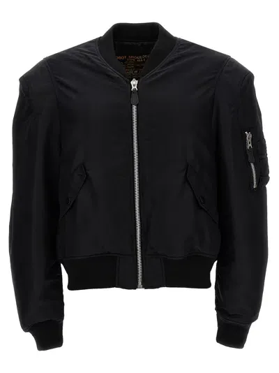 Doublet Shoulder Nylon Bomber Jacket In Black