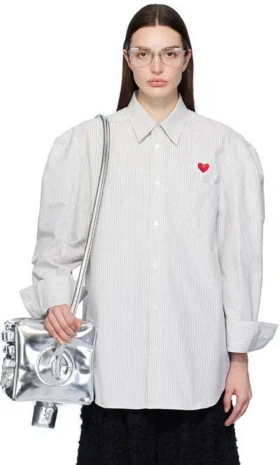 Doublet White Robot Shoulder Shirt In White/black