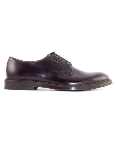 Doucal's Aubergine Calfskin Lace-up Derby Shoes In Bordeaux