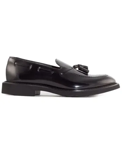 Doucal's Black Brushed Leather Loafers In 黑色