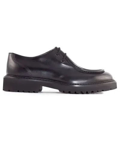 Doucal's Black Calf Leather Derby Shoes