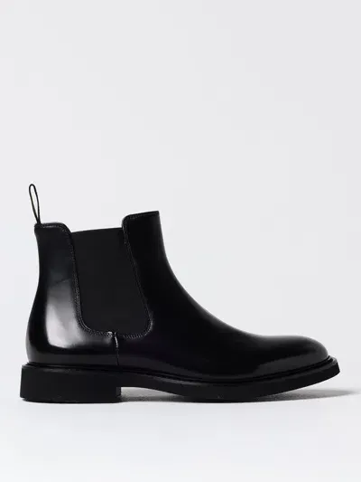 Doucal's Glossy Leather Beatle Boots In Schwarz