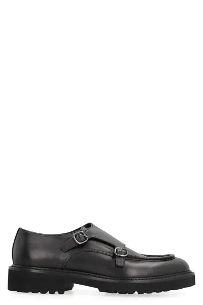 Doucal's Men's Decã² Leather Monk-strap Shoes In Black