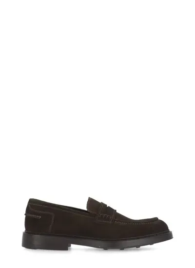 Doucal's Suede Leather Loafers In Brown