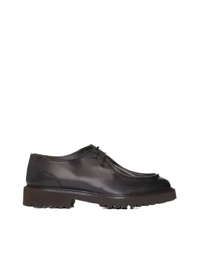 Doucal's Leather Derby Moccasins In Dark