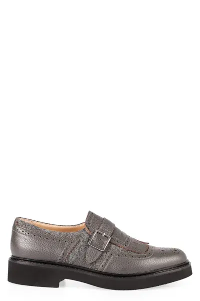 Doucal's Leather Monk-strap Shoes In Brown