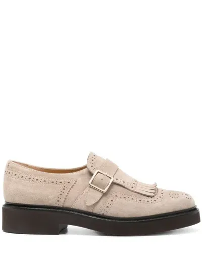 Doucal's Monk-strap Suede Brogues In Beige