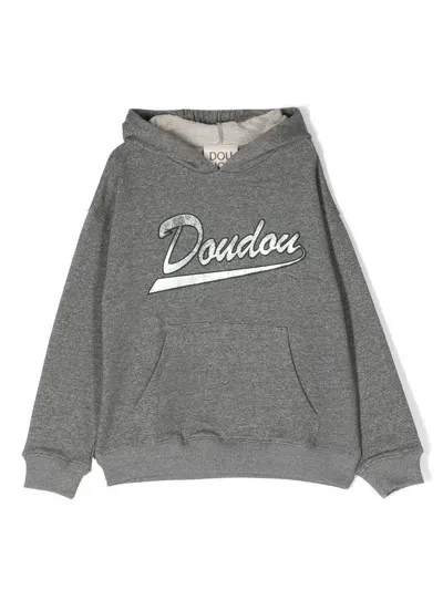 Douuod Kids' Logo Lettering Hoodie In Grey