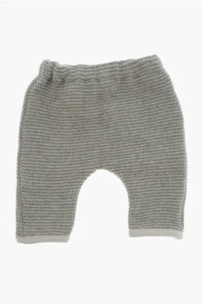 Douuod Solid Color Knitted Pants With Elastic Waistband In Gray