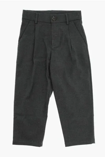 Douuod Solid Color Single-pleat Pants In Black