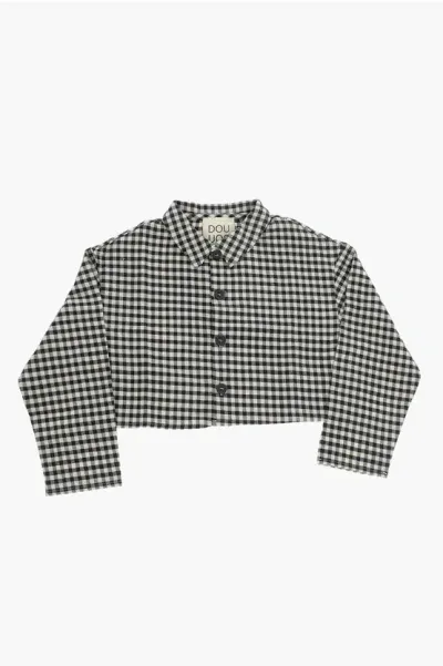 Douuod Two-tone Checked Shirt In Black