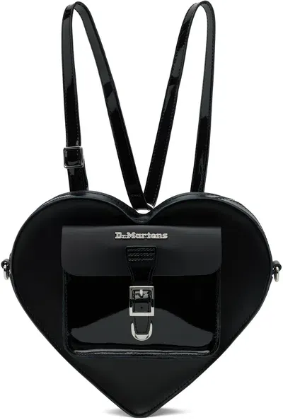 Dr. Martens' Black Heart Shaped Leather Backpack In Black Kiev/black Pat