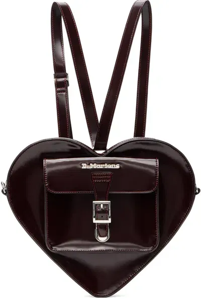 Dr. Martens' Burgundy Vegan Heart Shaped Backpack In Cherry Red Oxford Ru