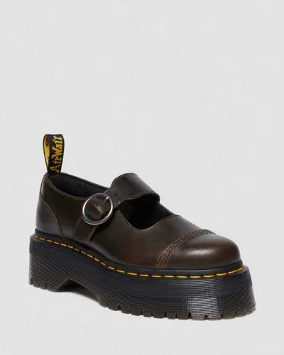 Dr. Martens' Damen Addina Orleans Leder Plateauschuhe In Dark Taupe Orleans