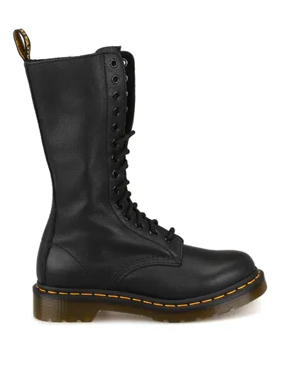 Dr. Martens' Black 1b99 Pisa Leather Mid-calf Lace-up Boots In Negro