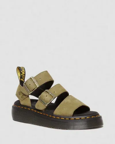 Dr. Martens' Damen Gryphon Tumbled Nubuck Leder Plateausandalen In Grün