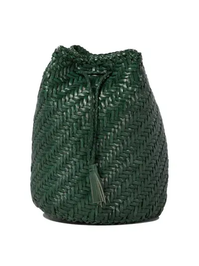 Dragon Diffusion "pompom Double Jump" Bucket Bag In Green