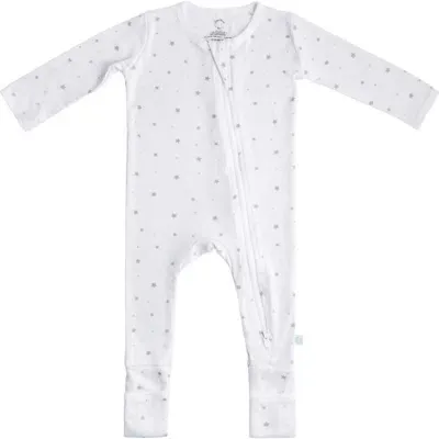 Dreamland Baby Kids'  Baby Pajamas With Dream Cuffs In White With Grey Stars