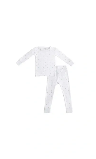 Dreamland Baby Toddler Pajamas In White With Grey Stars