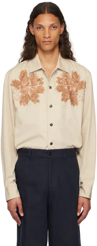 Dries Van Noten Beige Beaded Shirt In 103 Beige